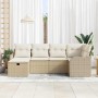 Conjunto de sofá de jardín con cojín 6 pcs Beige Poliratán en Sofás de exterior | Comprar online en Foru.es
