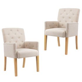 Sillas de comedor con reposabrazos 2 unidades de tela beige en Sillas de comedor | Comprar online en Foru.es