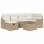 Conjunto de sofá de jardín con cojín 7 pcs Beige Poliratán en Sofás de exterior | Comprar online en Foru.es