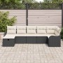 Conjunto de sofá de jardín con cojín 7 pcs Negro Poliratán en Sofás de exterior | Comprar online en Foru.es