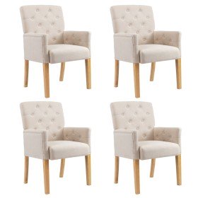 Sillas de comedor con reposabrazos 4 unidades de tela beige en Sillas de comedor | Comprar online en Foru.es