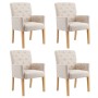 Sillas de comedor con reposabrazos 4 unidades de tela beige en Sillas de comedor | Comprar online en Foru.es