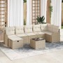 Conjunto de sofá de jardín con cojín 8 pcs Beige Poliratán en Sofás de exterior | Comprar online en Foru.es