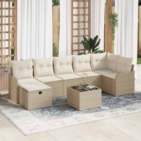 Conjunto de sofá de jardín con cojín 8 pcs Beige Poliratán en Sofás de exterior | Comprar online en Foru.es