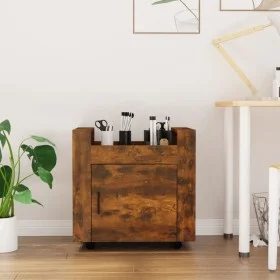 Carrito de escritorio contrachapada roble ahumado 60x45x60 cm de vidaXL, Carros e islas - Ref: Foro24-816613, Precio: 49,53 €...