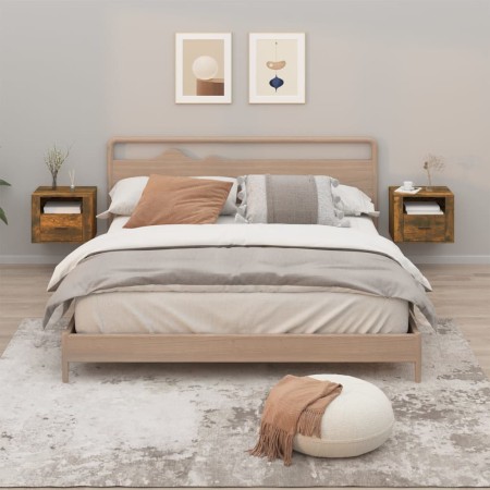 Mesitas de noche de pared 2 uds roble ahumado 50x36x40 cm de vidaXL, Mesitas de noche - Ref: Foro24-816891, Precio: 78,42 €, ...