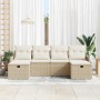 Conjunto de sofá de jardín con cojín 6 pcs Beige Poliratán en Sofás de exterior | Comprar online en Foru.es