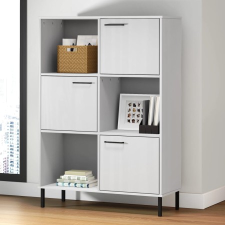 Librería patas de metal OSLO madera maciza blanco 90x35x128,5cm de vidaXL, Librerías y estanterías - Ref: Foro24-351014, Prec...