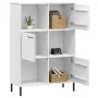Librería patas de metal OSLO madera maciza blanco 90x35x128,5cm de vidaXL, Librerías y estanterías - Ref: Foro24-351014, Prec...