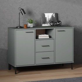 Aparador con patas metal OSLO madera maciza gris 113x40x77 cm de vidaXL, Aparadores - Ref: Foro24-351019, Precio: 117,72 €, D...