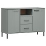 Aparador con patas metal OSLO madera maciza gris 113x40x77 cm de vidaXL, Aparadores - Ref: Foro24-351019, Precio: 117,72 €, D...