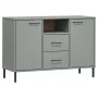 Aparador con patas metal OSLO madera maciza gris 113x40x77 cm de vidaXL, Aparadores - Ref: Foro24-351019, Precio: 116,33 €, D...
