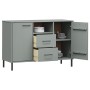 Aparador con patas metal OSLO madera maciza gris 113x40x77 cm de vidaXL, Aparadores - Ref: Foro24-351019, Precio: 117,72 €, D...
