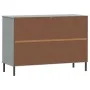 Aparador con patas metal OSLO madera maciza gris 113x40x77 cm de vidaXL, Aparadores - Ref: Foro24-351019, Precio: 116,33 €, D...