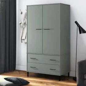 Armario patas de metal OSLO madera maciza gris 90x55x172,5 cm de vidaXL, Armarios roperos - Ref: Foro24-350989, Precio: 312,9...
