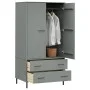 Armario patas de metal OSLO madera maciza gris 90x55x172,5 cm de vidaXL, Armarios roperos - Ref: Foro24-350989, Precio: 312,9...
