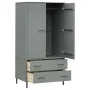 Armario patas de metal OSLO madera maciza gris 90x55x172,5 cm de vidaXL, Armarios roperos - Ref: Foro24-350989, Precio: 312,9...