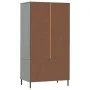 Armario patas de metal OSLO madera maciza gris 90x55x172,5 cm de vidaXL, Armarios roperos - Ref: Foro24-350989, Precio: 312,9...