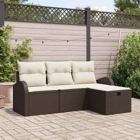 Conjunto de sofá de jardín 4 pcs Marrón ratán sintético en Sofás de exterior | Comprar online en Foru.es
