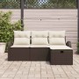 Conjunto de sofá de jardín 4 pcs Marrón ratán sintético en Sofás de exterior | Comprar online en Foru.es
