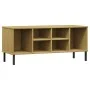 Zapatero patas de metal OSLO madera maciza marrón 106x35x45 cm de vidaXL, Zapateros y organizadores de calzado - Ref: Foro24-...