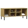 Zapatero patas de metal OSLO madera maciza marrón 106x35x45 cm de vidaXL, Zapateros y organizadores de calzado - Ref: Foro24-...