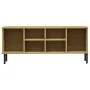 Zapatero patas de metal OSLO madera maciza marrón 106x35x45 cm de vidaXL, Zapateros y organizadores de calzado - Ref: Foro24-...