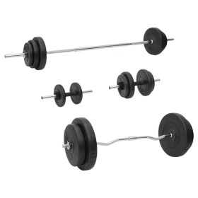 Juego de barras y mancuernas con discos 90 kg de vidaXL, Peso libre - Ref: Foro24-3145029, Precio: 313,96 €, Descuento: %