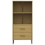 Librería con 2 cajones OSLO madera maciza marrón 60x35x128,5 cm de vidaXL, Librerías y estanterías - Ref: Foro24-351009, Prec...