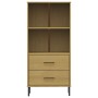 Librería con 2 cajones OSLO madera maciza marrón 60x35x128,5 cm de vidaXL, Librerías y estanterías - Ref: Foro24-351009, Prec...