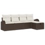 Conjunto de sofá de jardín con cojín 5 pcs Marrón Poliratán en Sofás de exterior | Comprar online en Foru.es