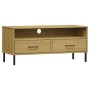 Mueble de TV con patas de metal OSLO madera maciza pino marrón de vidaXL, Muebles TV - Ref: Foro24-351024, Precio: 68,78 €, D...