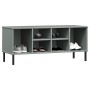 Zapatero con patas metal OSLO madera maciza gris 106x35x45 cm de vidaXL, Zapateros y organizadores de calzado - Ref: Foro24-3...