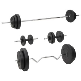 Juego de barras y mancuernas con discos 90 kg de vidaXL, Peso libre - Ref: Foro24-3145030, Precio: 304,27 €, Descuento: %