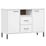 Sideboard with metal legs OSLO solid wood white 113x40x77 cm by vidaXL, Sideboards - Ref: Foro24-351020, Price: 110,65 €, Dis...