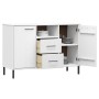 Aparador con patas metal OSLO madera maciza blanco 113x40x77 cm de vidaXL, Aparadores - Ref: Foro24-351020, Precio: 111,66 €,...