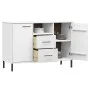 Sideboard with metal legs OSLO solid wood white 113x40x77 cm by vidaXL, Sideboards - Ref: Foro24-351020, Price: 110,65 €, Dis...