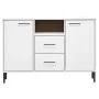 Sideboard with metal legs OSLO solid wood white 113x40x77 cm by vidaXL, Sideboards - Ref: Foro24-351020, Price: 110,65 €, Dis...