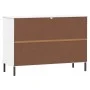 Sideboard with metal legs OSLO solid wood white 113x40x77 cm by vidaXL, Sideboards - Ref: Foro24-351020, Price: 110,65 €, Dis...