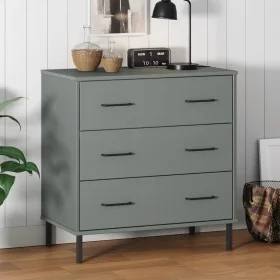 OSLO Sideboard mit 3 Schubladen aus massivem grauem Holz 77x40x79,5 cm von vidaXL, Schubladen - Ref: Foro24-350980, Preis: 15...