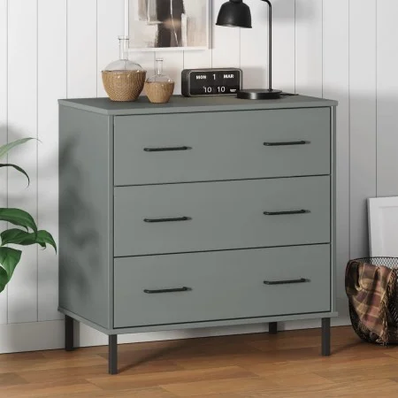 OSLO sideboard with 3 drawers solid gray wood 77x40x79.5 cm by vidaXL, Drawers - Ref: Foro24-350980, Price: 150,21 €, Discoun...