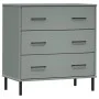 OSLO sideboard with 3 drawers solid gray wood 77x40x79.5 cm by vidaXL, Drawers - Ref: Foro24-350980, Price: 150,21 €, Discoun...