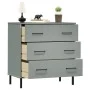 OSLO sideboard with 3 drawers solid gray wood 77x40x79.5 cm by vidaXL, Drawers - Ref: Foro24-350980, Price: 150,21 €, Discoun...