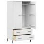 Armario patas de metal OSLO madera maciza blanco 90x55x172,5 cm de vidaXL, Armarios roperos - Ref: Foro24-350990, Precio: 312...