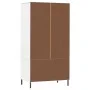 Armario patas de metal OSLO madera maciza blanco 90x55x172,5 cm de vidaXL, Armarios roperos - Ref: Foro24-350990, Precio: 307...