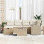 Conjunto de sofá de jardín con cojín 7 pcs Beige Poliratán en Sofás de exterior | Comprar online en Foru.es