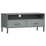 Mueble de TV con patas de metal OSLO madera maciza pino gris de vidaXL, Muebles TV - Ref: Foro24-351025, Precio: 71,95 €, Des...