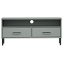 Mueble de TV con patas de metal OSLO madera maciza pino gris de vidaXL, Muebles TV - Ref: Foro24-351025, Precio: 71,95 €, Des...