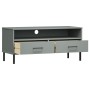 Mueble de TV con patas de metal OSLO madera maciza pino gris de vidaXL, Muebles TV - Ref: Foro24-351025, Precio: 71,95 €, Des...