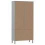 Librería patas de metal OSLO madera maciza gris 85x35x172,5cm de vidaXL, Librerías y estanterías - Ref: Foro24-350992, Precio...